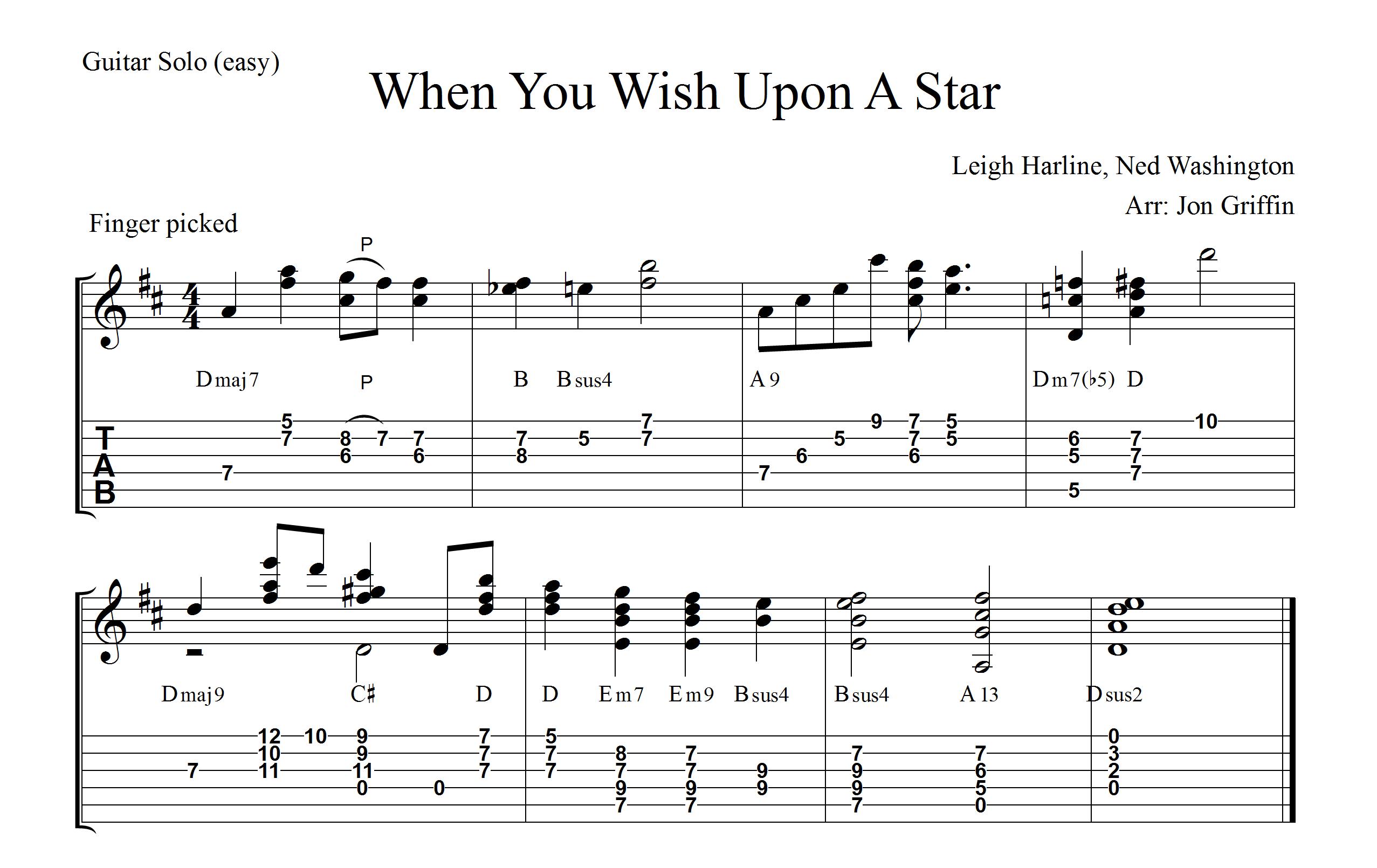 When You Wish Upon a Star (chord melody)